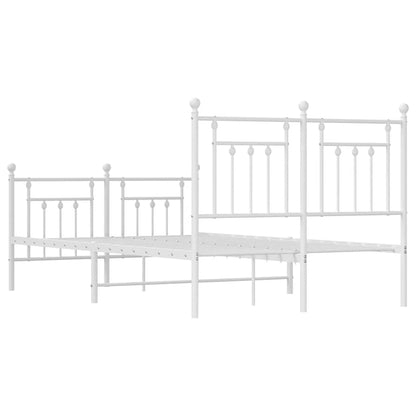 vidaXL Metal Bed Frame without Mattress with Footboard White 120x200cm