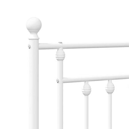 vidaXL Metal Bed Frame without Mattress with Footboard White 120x200cm