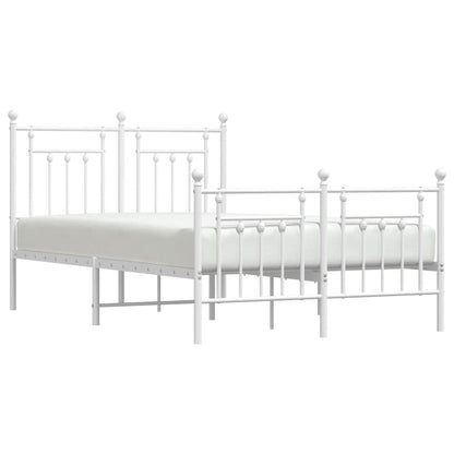 vidaXL Metal Bed Frame without Mattress with Footboard White 135x190cm
