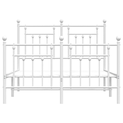 vidaXL Metal Bed Frame without Mattress with Footboard White 135x190cm