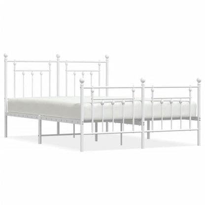vidaXL Bed Frame | White | Steel | Double | Bed Frame | Rectangular