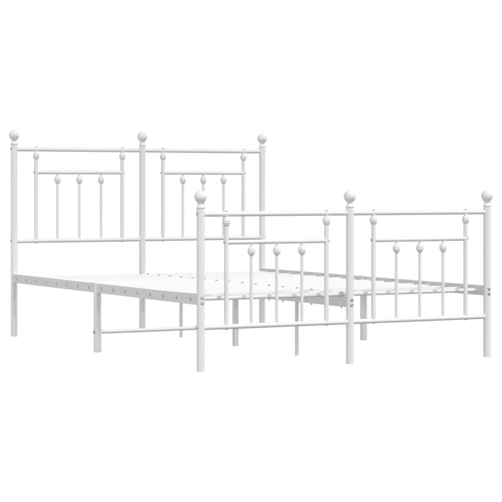 vidaXL Bed Frame | White | Steel | Double | Bed Frame | Rectangular