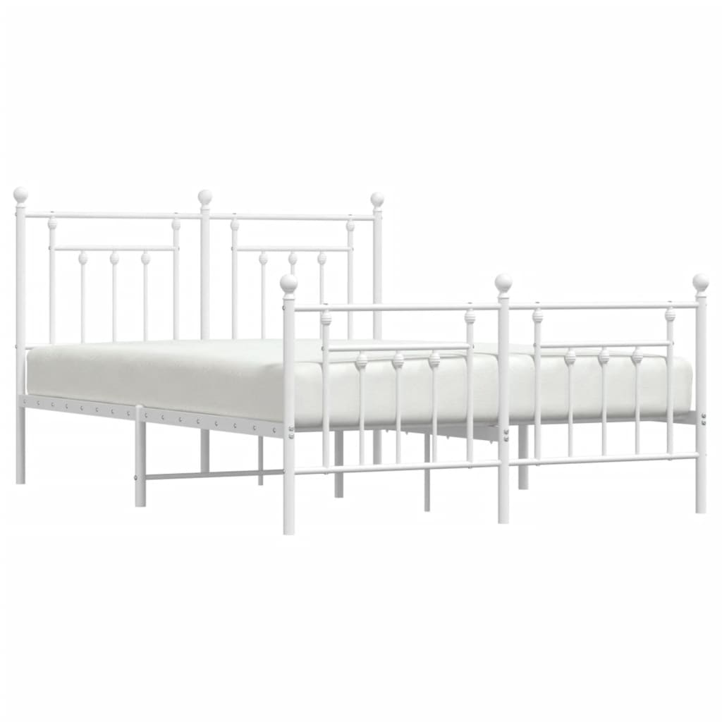 vidaXL Bed Frame | White | Steel | Double | Bed Frame | Rectangular