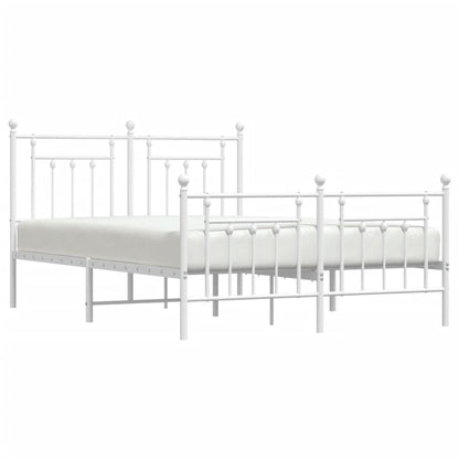 vidaXL Bed Frame | White | Steel | Double | Bed Frame | Rectangular