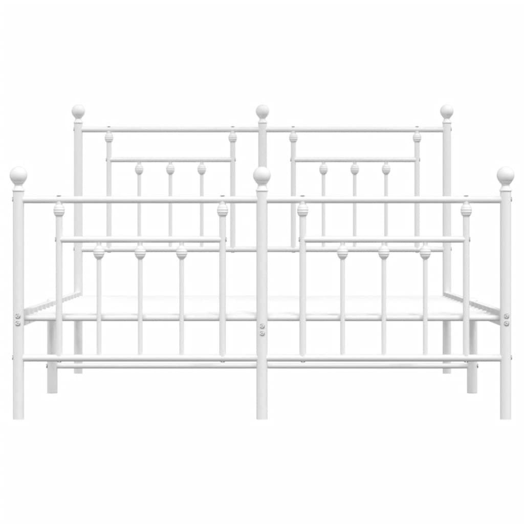 vidaXL Bed Frame | White | Steel | Double | Bed Frame | Rectangular
