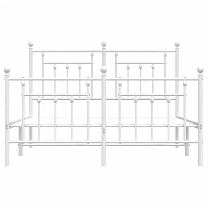 vidaXL Bed Frame | White | Steel | Double | Bed Frame | Rectangular