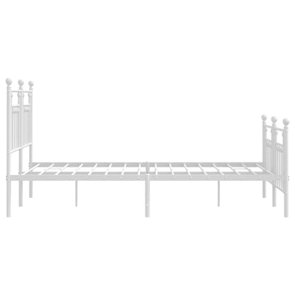 vidaXL Bed Frame | White | Steel | Double | Bed Frame | Rectangular
