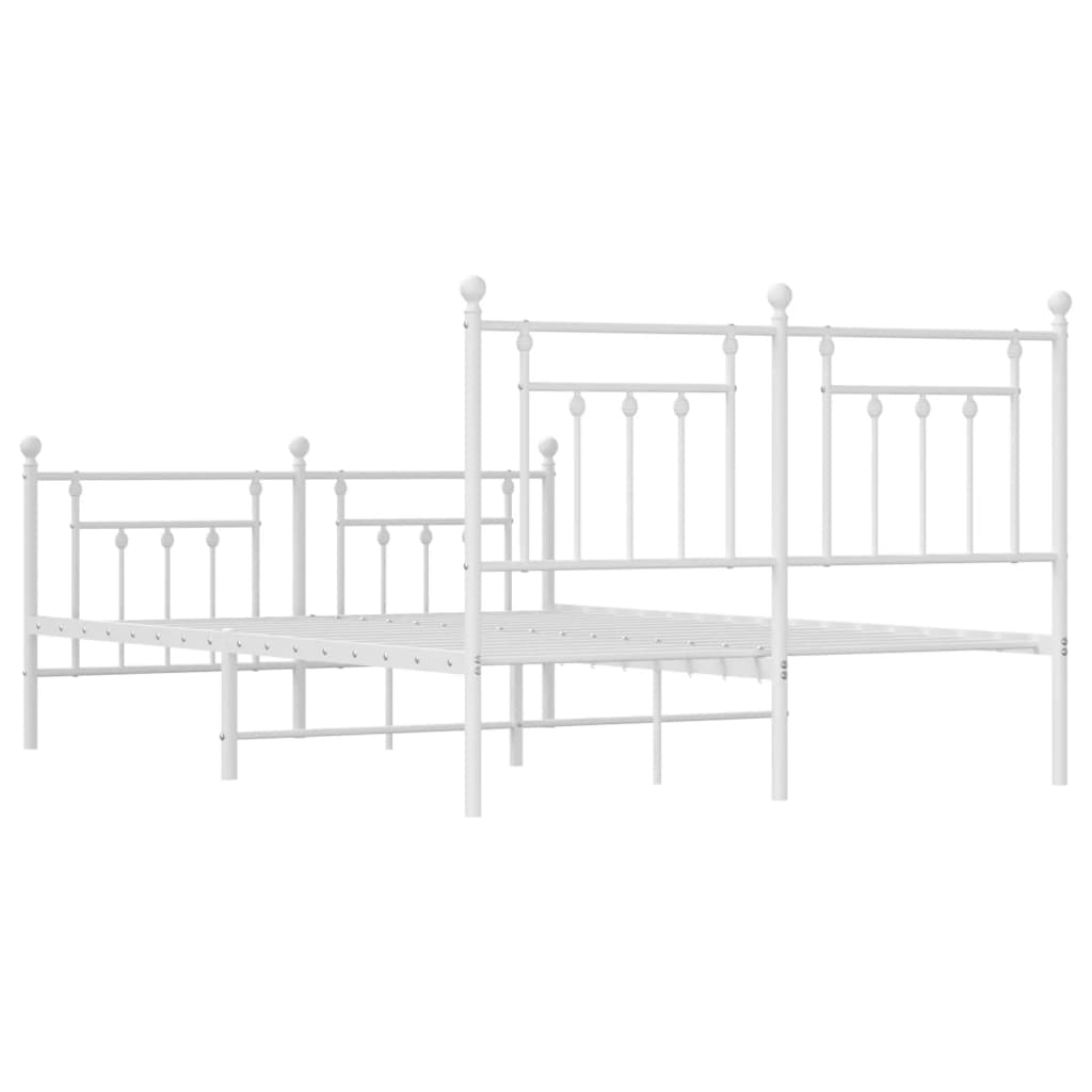 vidaXL Bed Frame | White | Steel | Double | Bed Frame | Rectangular