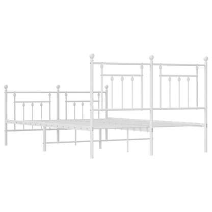 vidaXL Bed Frame | White | Steel | Double | Bed Frame | Rectangular