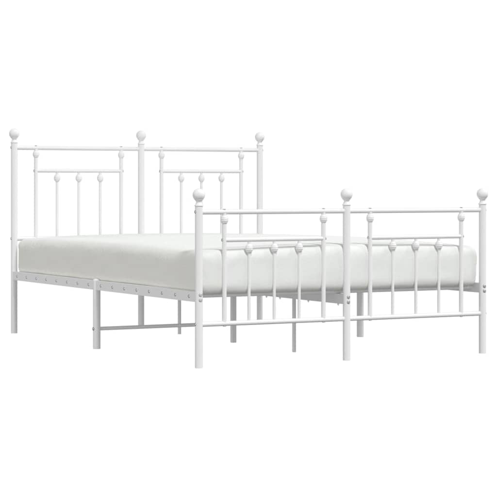 vidaXL Bed Frame | White | Steel | Double | Durable | Bed Frame | Rectangular