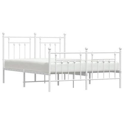 vidaXL Bed Frame | White | Steel | Double | Durable | Bed Frame | Rectangular