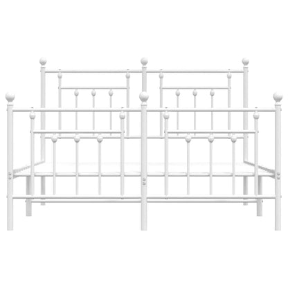 vidaXL Bed Frame | White | Steel | Double | Durable | Bed Frame | Rectangular