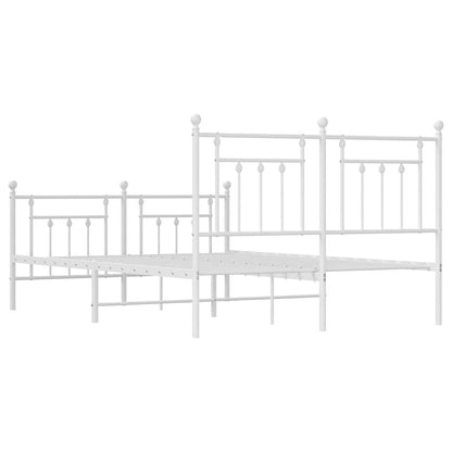 vidaXL Bed Frame | White | Steel | Double | Durable | Bed Frame | Rectangular