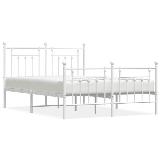 vidaXL Metal Bed Frame without Mattress with Footboard White 150x200cm