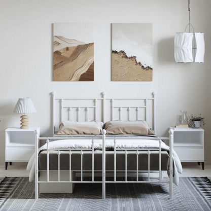 vidaXL Metal Bed Frame without Mattress with Footboard White 150x200cm