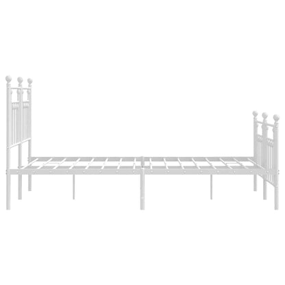 vidaXL Metal Bed Frame without Mattress with Footboard White 150x200cm