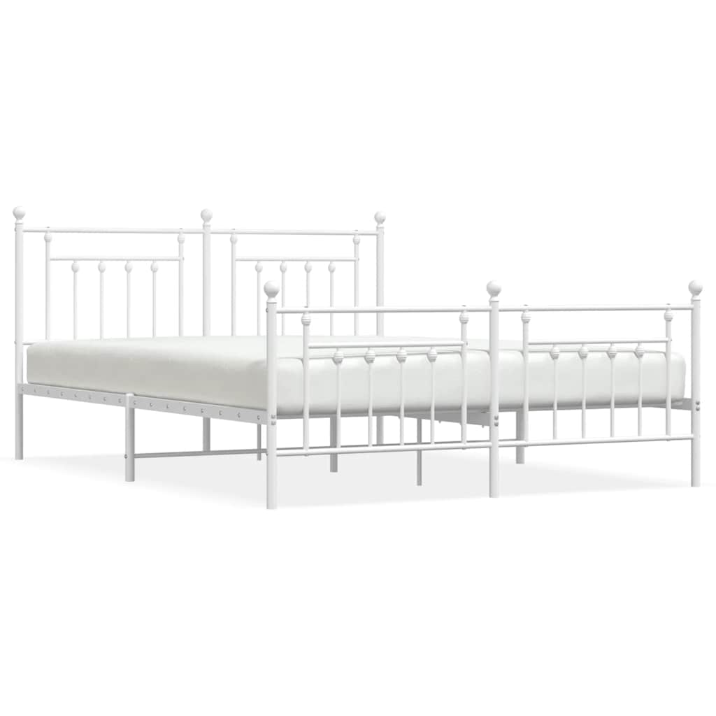 vidaXL Bed Frame | White | Powder-Coated Steel | Double | Double Bed Frame