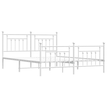 vidaXL Bed Frame | White | Powder-Coated Steel | Double | Double Bed Frame
