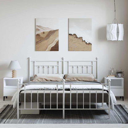 vidaXL Bed Frame | White | Powder-Coated Steel | Double | Double Bed Frame