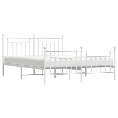 vidaXL Bed Frame | White | Powder-Coated Steel | Double | Double Bed Frame