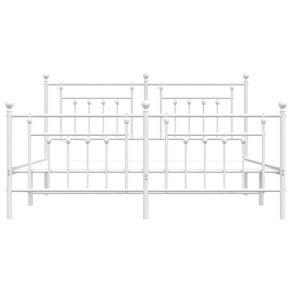vidaXL Bed Frame | White | Powder-Coated Steel | Double | Double Bed Frame