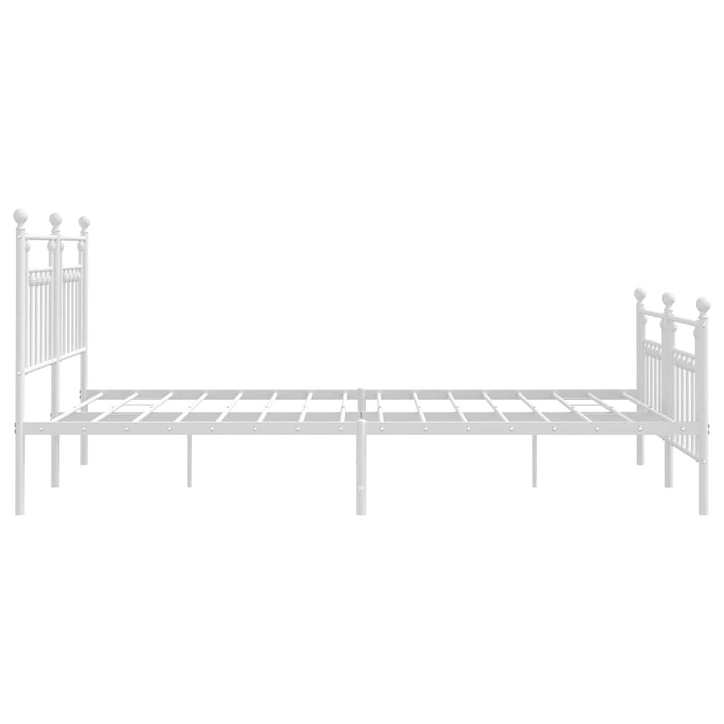 vidaXL Bed Frame | White | Powder-Coated Steel | Double | Double Bed Frame