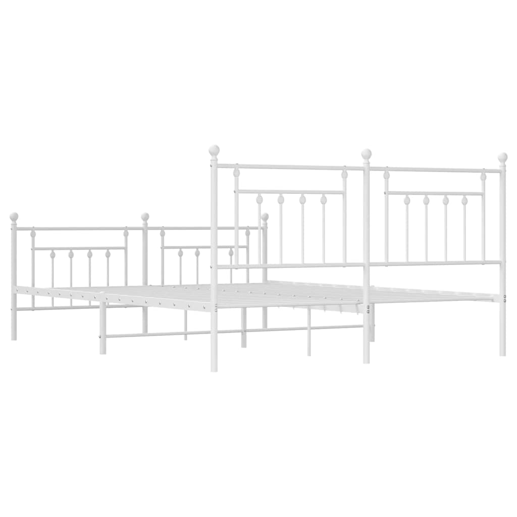 vidaXL Bed Frame | White | Powder-Coated Steel | Double | Double Bed Frame