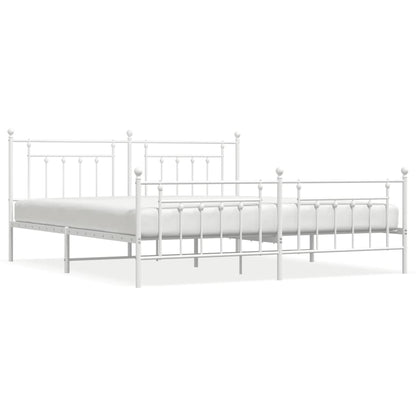 vidaXL Bed Frame | White | Powder-Coated Steel | Double | Industrial | Bed Frame