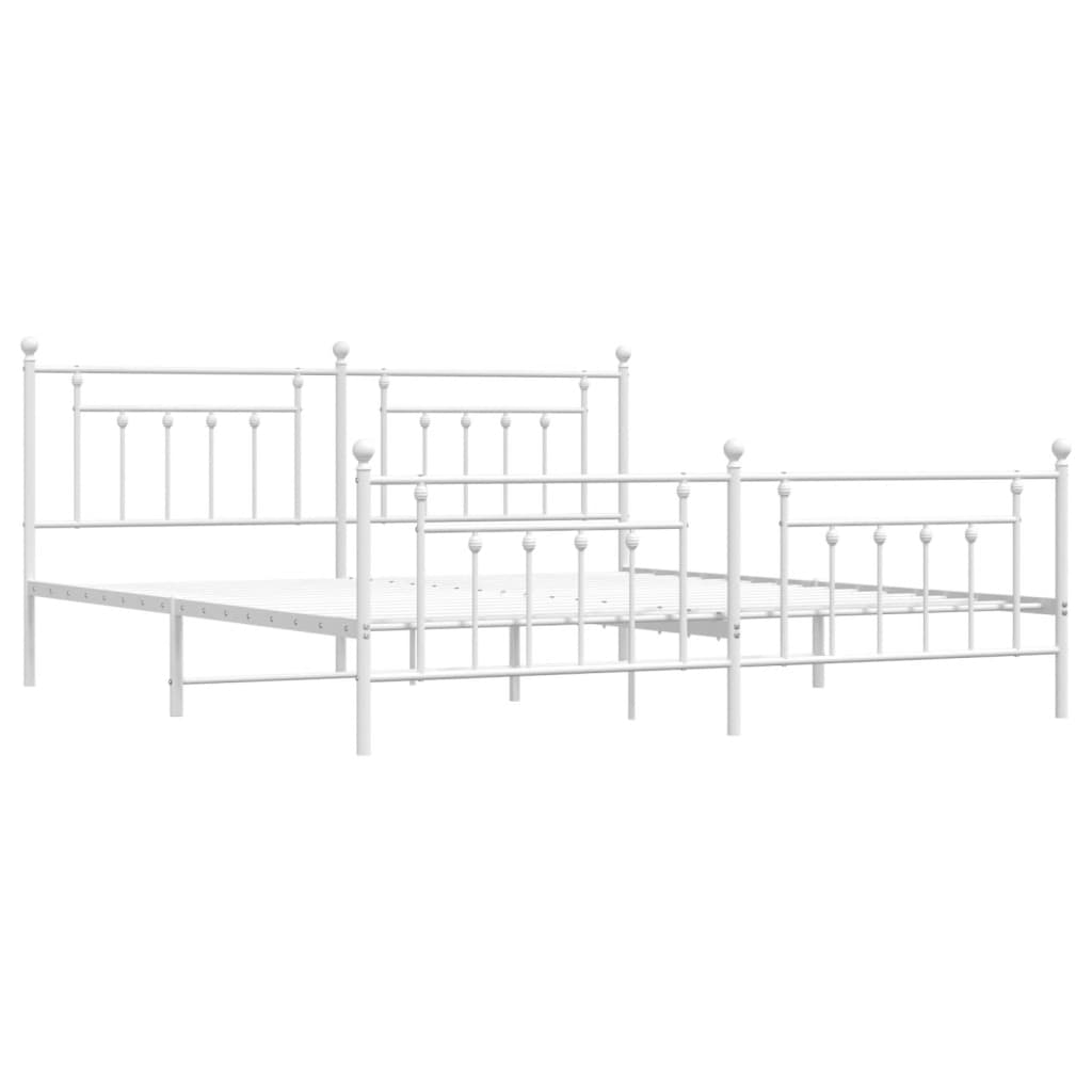 vidaXL Bed Frame | White | Powder-Coated Steel | Double | Industrial | Bed Frame