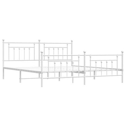 vidaXL Bed Frame | White | Powder-Coated Steel | Double | Industrial | Bed Frame