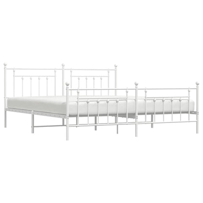 vidaXL Bed Frame | White | Powder-Coated Steel | Double | Industrial | Bed Frame