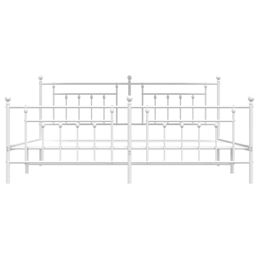 vidaXL Bed Frame | White | Powder-Coated Steel | Double | Industrial | Bed Frame