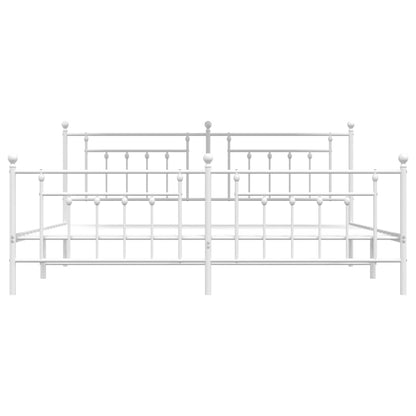 vidaXL Bed Frame | White | Powder-Coated Steel | Double | Industrial | Bed Frame