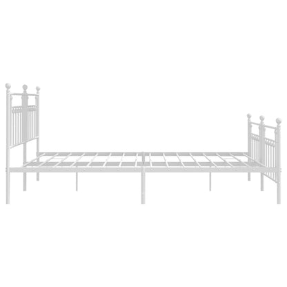 vidaXL Bed Frame | White | Powder-Coated Steel | Double | Industrial | Bed Frame