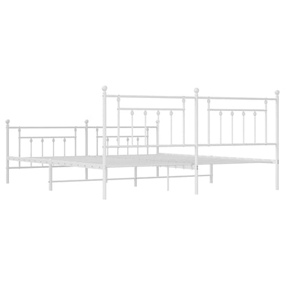 vidaXL Bed Frame | White | Powder-Coated Steel | Double | Industrial | Bed Frame