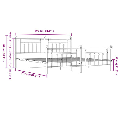vidaXL Bed Frame | White | Powder-Coated Steel | Double | Industrial | Bed Frame