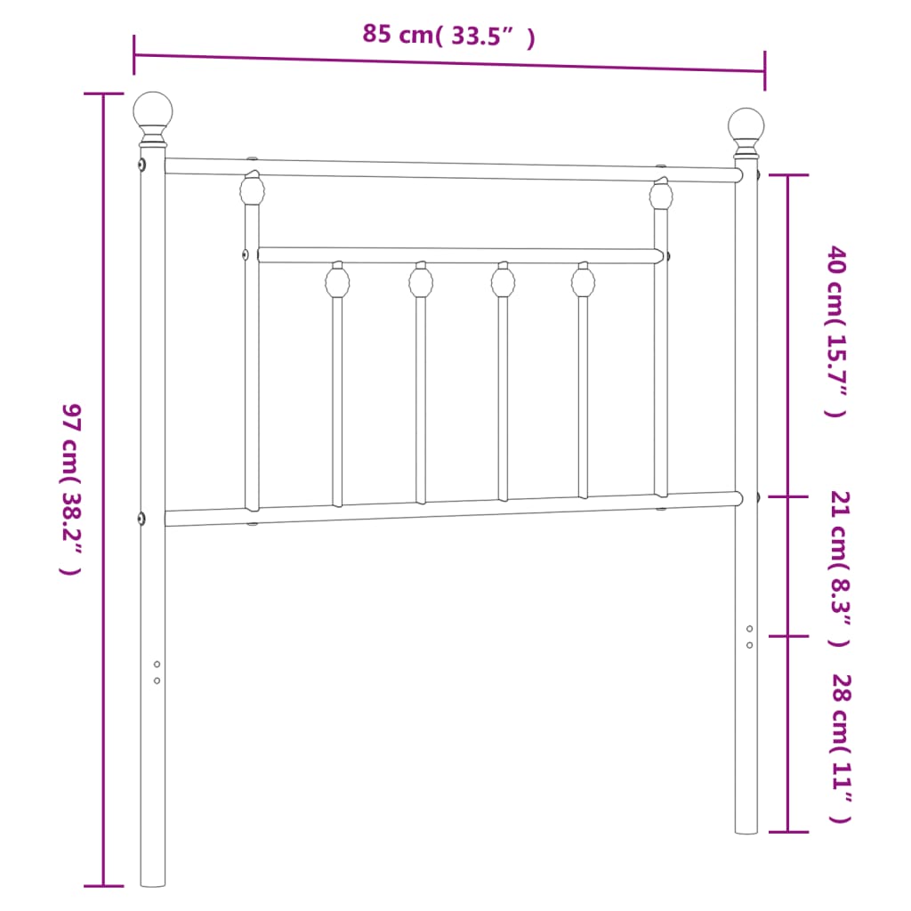 vidaXL Metal Replace Headboard White 80 cm