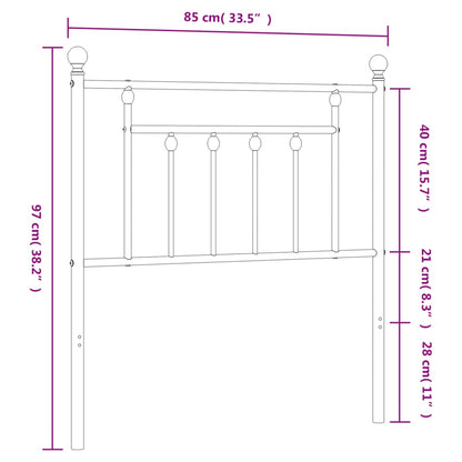 vidaXL Metal Replace Headboard White 80 cm