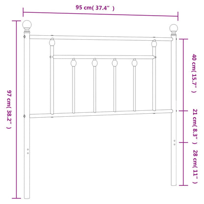 vidaXL Metal Replace Headboard White 90 cm