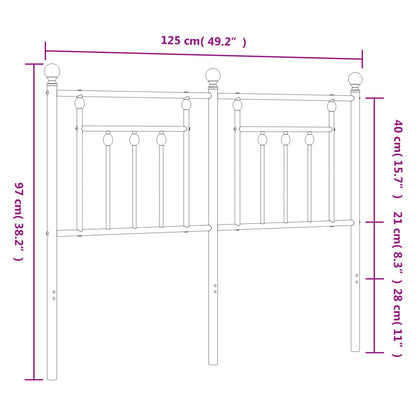 vidaXL Metal Replace Headboard White 120 cm