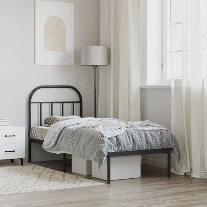 vidaXL Metal Bed Frame without Mattress with Headboard Black 75x190cm