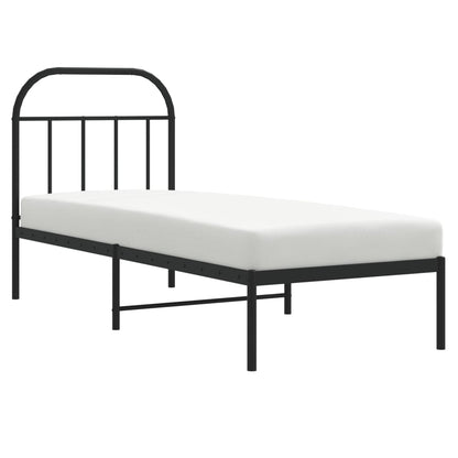 vidaXL Metal Bed Frame without Mattress with Headboard Black 75x190cm