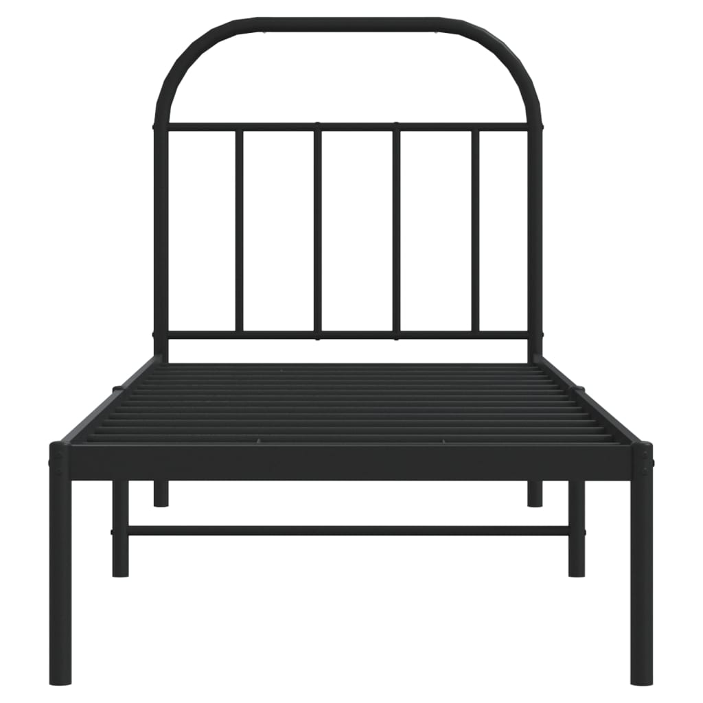 vidaXL Metal Bed Frame without Mattress with Headboard Black 75x190cm