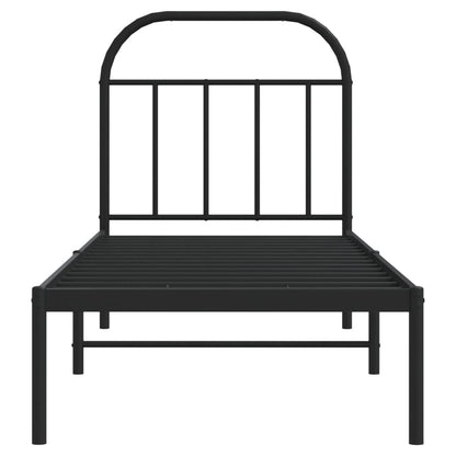 vidaXL Metal Bed Frame without Mattress with Headboard Black 75x190cm