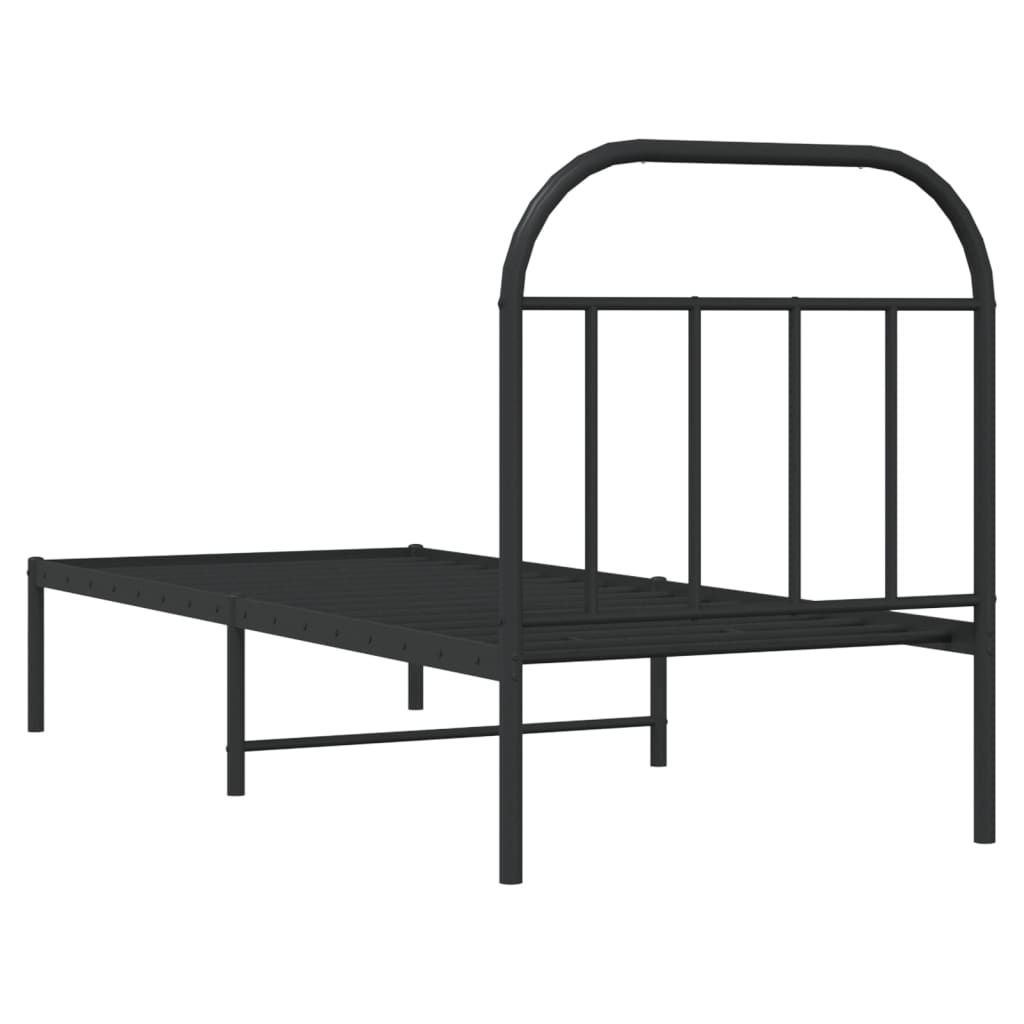 vidaXL Metal Bed Frame without Mattress with Headboard Black 75x190cm