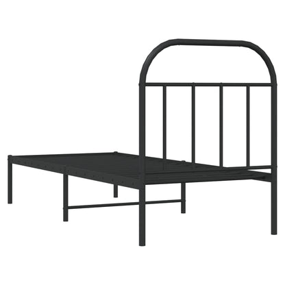 vidaXL Metal Bed Frame without Mattress with Headboard Black 75x190cm