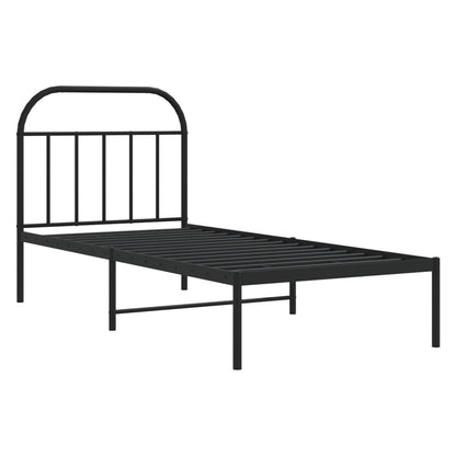 vidaXL Metal Bed Frame without Mattress with Headboard Black 80x200cm