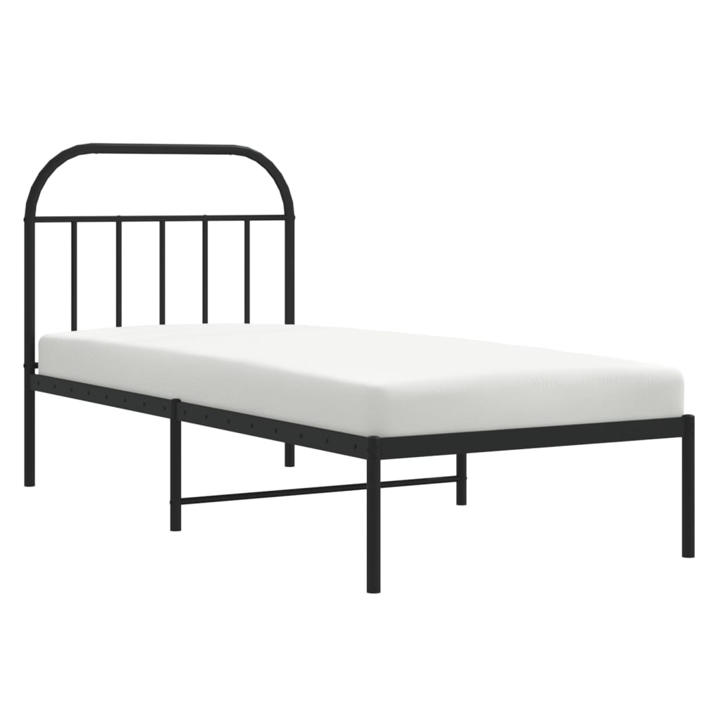 vidaXL Metal Bed Frame without Mattress with Headboard Black 90x190cm