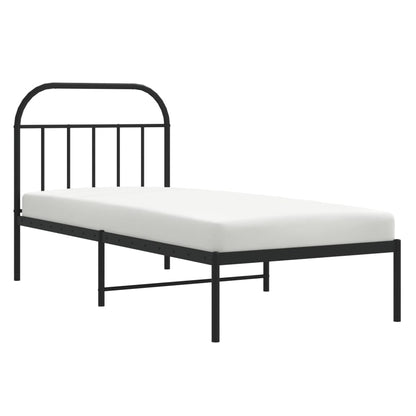 vidaXL Metal Bed Frame without Mattress with Headboard Black 90x190cm