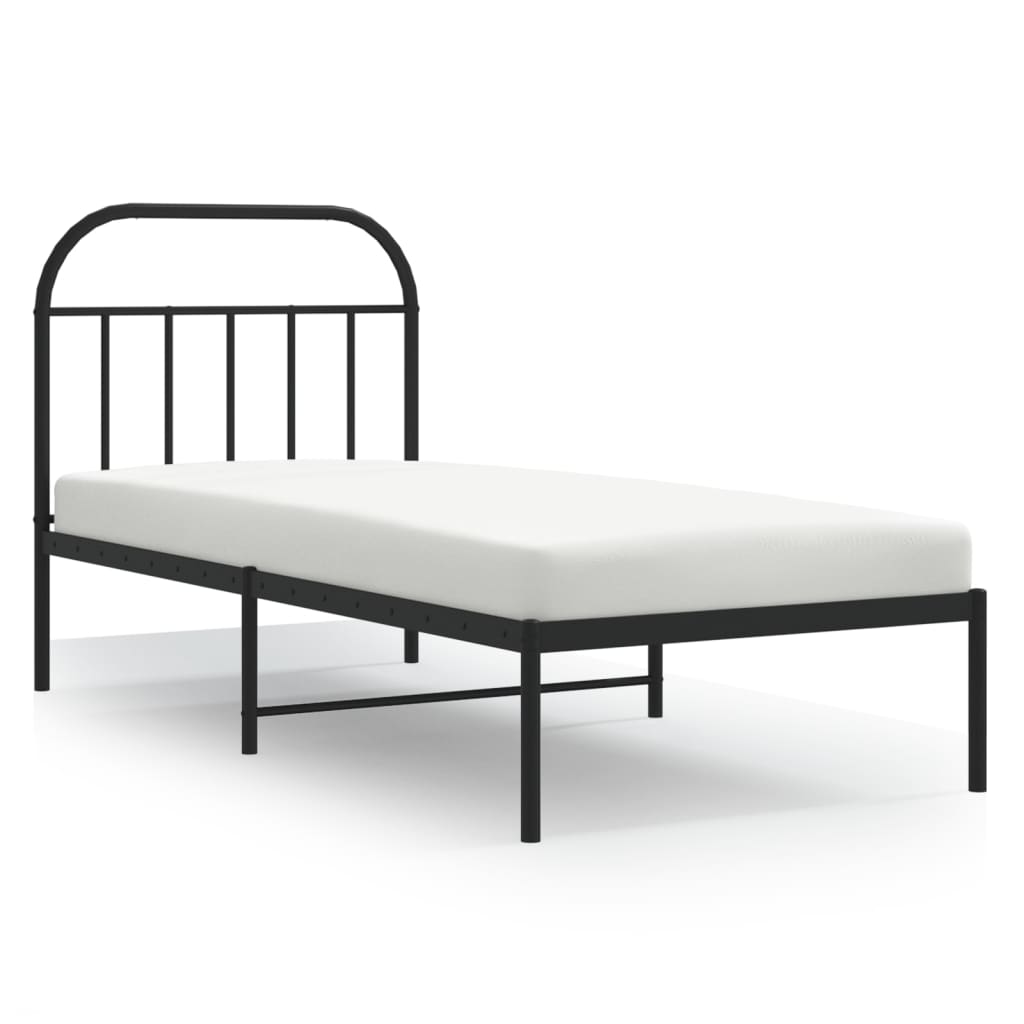vidaXL Bed Frame | Black | Powder-coated Steel | Single | Bed Frame